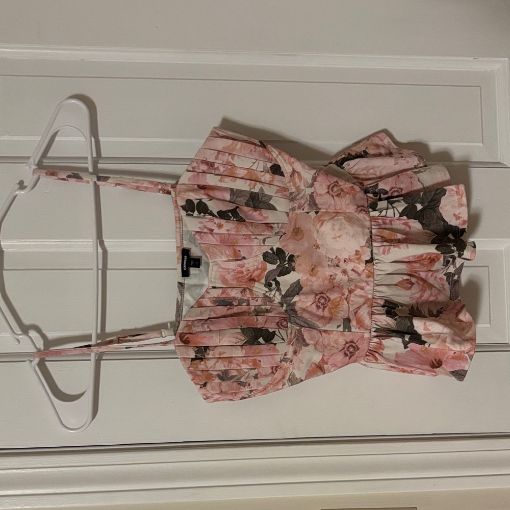 Express Pink and Gray Floral Dress